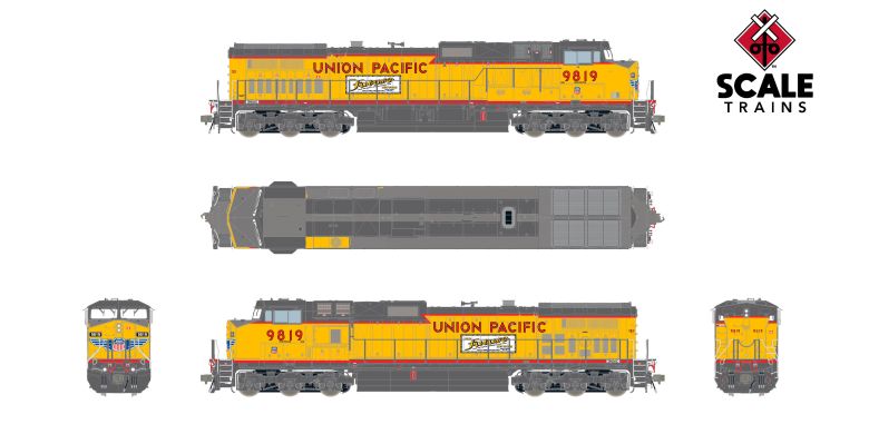 Scaletrains SXT41589 GE DASH 9-44CW, Union Pacific/Winged Nose Logo/"The Future Network" Side Logos/Red Sill Stripe #9819 - ESU v5.0 DCC & Sound HO Scale