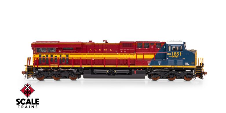 ScaleTrains SXT41621 Rivet Counter HO Scale GE ES44AH, CSX/Heritage/Nashville, Chattanooga & St Louis/NC&StL #1851 DCC & Sound HO Scale