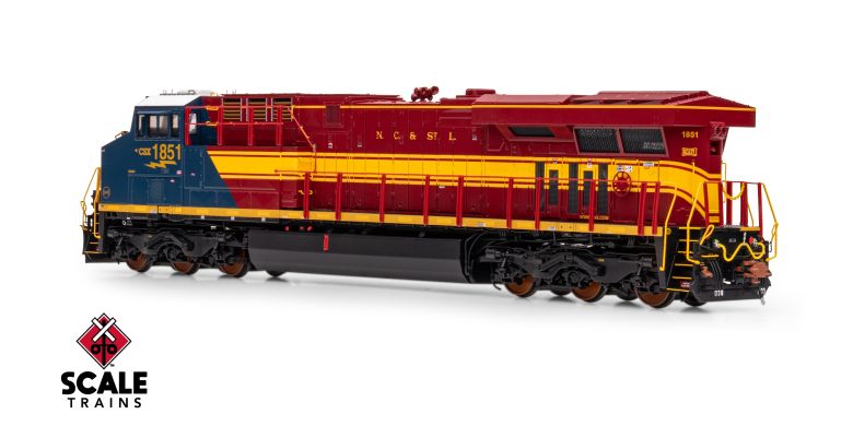 ScaleTrains SXT41621 Rivet Counter HO Scale GE ES44AH, CSX/Heritage/Nashville, Chattanooga & St Louis/NC&StL #1851 DCC & Sound HO Scale