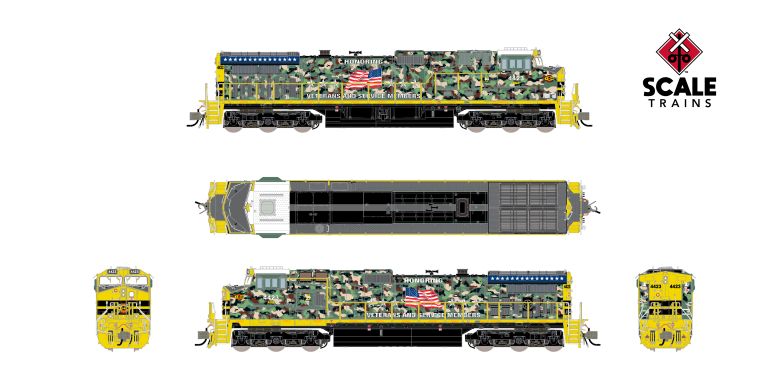 Scaletrains SXT41681 Rivet Counter GE DASH 9-44CW, Alabama & Gulf Coast/Honoring Veterans #4423 - DCC & Sound N Scale