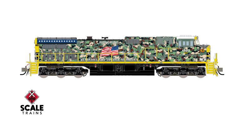 Scaletrains SXT41681 Rivet Counter GE DASH 9-44CW, Alabama & Gulf Coast/Honoring Veterans #4423 - DCC & Sound N Scale