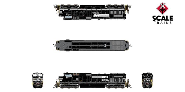Scaletrains SXT41713 Rivet Counter GE DASH 9-44CW, Norfolk Southern/Thoroughbred/Solid Sill Stripe #9274 - DCC & Sound N Scale