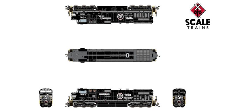 Scaletrains SXT41719 Rivet Counter GE DASH 9-44CW, Norfolk Southern/Operation Lifesaver/Solid Sill Stripe #9256 - DCC & Sound N Scale