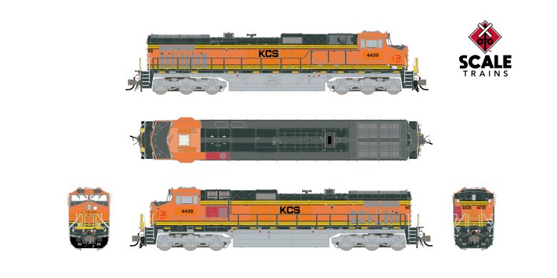 Scaletrains SXT41723 Rivet Counter GE DASH 9-44CW, Kansas City Southern/ex-BNSF Heritage II Patched/Red Replacement HVAC #4439 - DCC & Sound N Scale