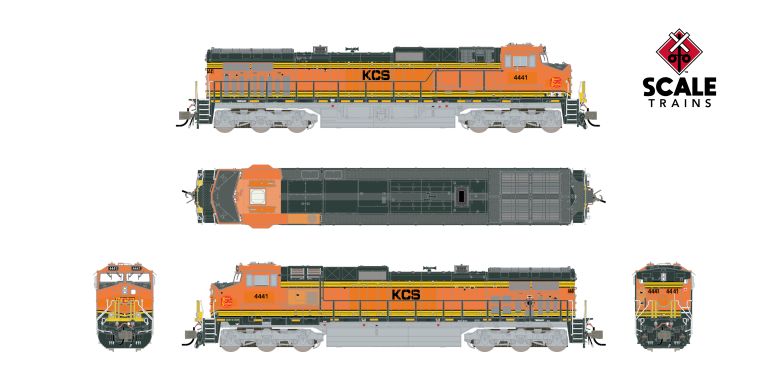 Scaletrains SXT41725 Rivet Counter GE DASH 9-44CW, Kansas City Southern/ex-BNSF Heritage II Patched/Faded Yellow Replacement HVAC #4441 - DCC & Sound N Scale