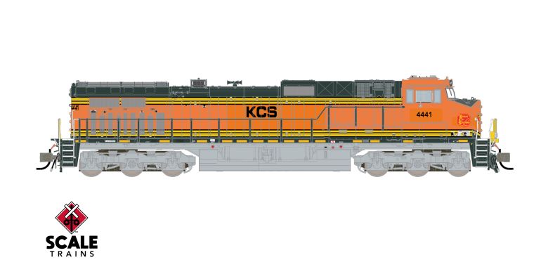 Scaletrains SXT41725 Rivet Counter GE DASH 9-44CW, Kansas City Southern/ex-BNSF Heritage II Patched/Faded Yellow Replacement HVAC #4441 - DCC & Sound N Scale