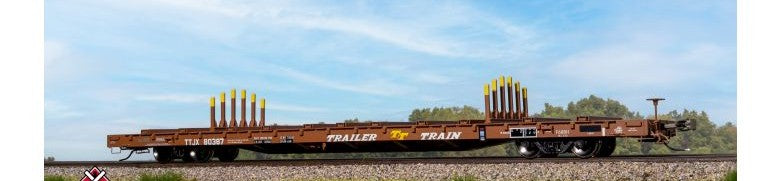 Scaletrains SXT41739 BSC F68BH Finger Rack Flatcar, Trailer Train/Oxide Red/Faded/1980s COTS/TTJX #80387 HO Scale