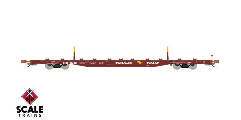 Scaletrains SXT41742 BSC F68BH Finger Rack Flatcar, Trailer Train/Oxide Red/As Delivered/TTJX #80401 HO Scale