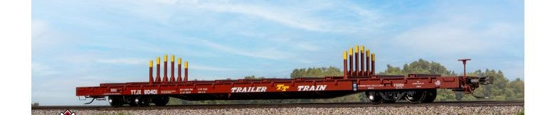 Scaletrains SXT41742 BSC F68BH Finger Rack Flatcar, Trailer Train/Oxide Red/As Delivered/TTJX #80401 HO Scale