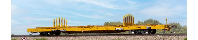 Scaletrains SXT41745 BSC F68BH Finger Rack Flatcar, TTX/Yellow Full Repaint/1991 Speed Logo #80407 HO Scale