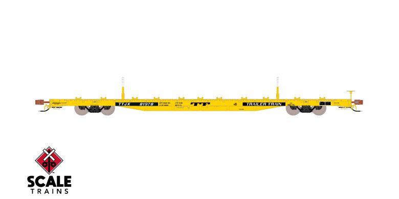 Scaletrains SXT41778 BSC F68BH Finger Rack Flatcar, Trailer Train/Yellow/TT Logo #82012 HO Scale