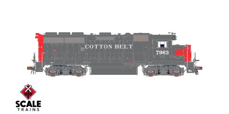 Scaletrains SXT41913 EMD GP40 Phase Ia3, Cotton Belt/Bloody Nose/As Rebuilt #7962 - ESU v5.0 DCC & Sound HO Scale