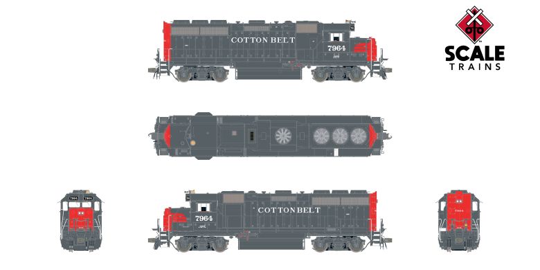 Scaletrains SXT41917 EMD GP40 Phase Ia3, Cotton Belt/Bloody Nose/Lobotomized/Stratolite Beacon #7964 - ESU v5.0 DCC & Sound HO Scale