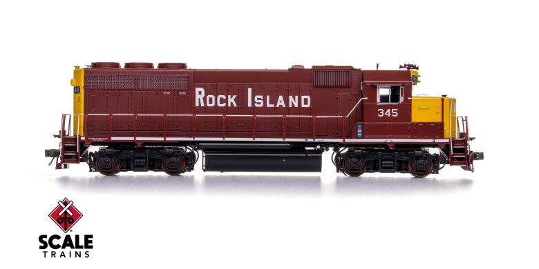 Scaletrains SXT41933 EMD GP40 Phase Ia3, Rock Island/Maroon & Yellow/Faded Nose Logo #345 - ESU v5.0 DCC & Sound HO Scale