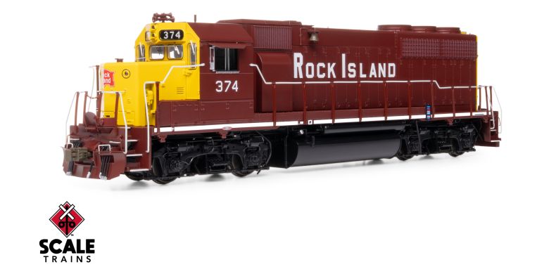 Scaletrains SXT41937 EMD GP40 Phase Ia3, Rock Island/Maroon & Yellow #374 - ESU v5.0 DCC & Sound HO Scale