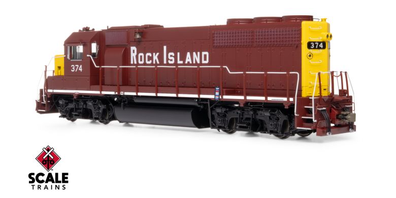 Scaletrains SXT41937 EMD GP40 Phase Ia3, Rock Island/Maroon & Yellow #374 - ESU v5.0 DCC & Sound HO Scale