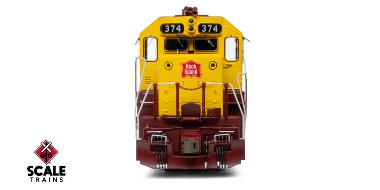 Scaletrains SXT41937 EMD GP40 Phase Ia3, Rock Island/Maroon & Yellow #374 - ESU v5.0 DCC & Sound HO Scale