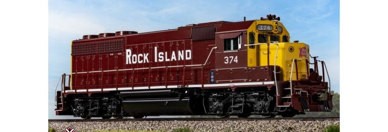 Scaletrains SXT41937 EMD GP40 Phase Ia3, Rock Island/Maroon & Yellow #374 - ESU v5.0 DCC & Sound HO Scale