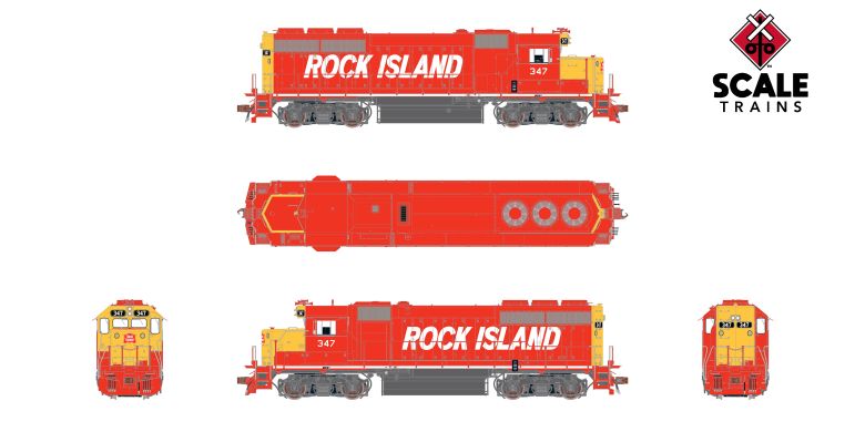 Scaletrains SXT41943 EMD GP40 Phase Ia3, Rock Island/Red & Yellow #353 - ESU v5.0 DCC & Sound HO Scale