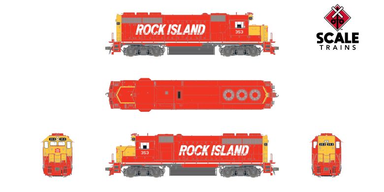 Scaletrains SXT41943 EMD GP40 Phase Ia3, Rock Island/Red & Yellow #353 - ESU v5.0 DCC & Sound HO Scale