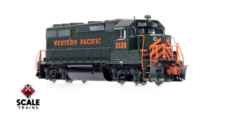 Scaletrains SXT42009 Rivet Counter N Scale EMD GP40 Phase IIc, Western Pacific/Perlman Green #3528 - DCC & Sound N Scale