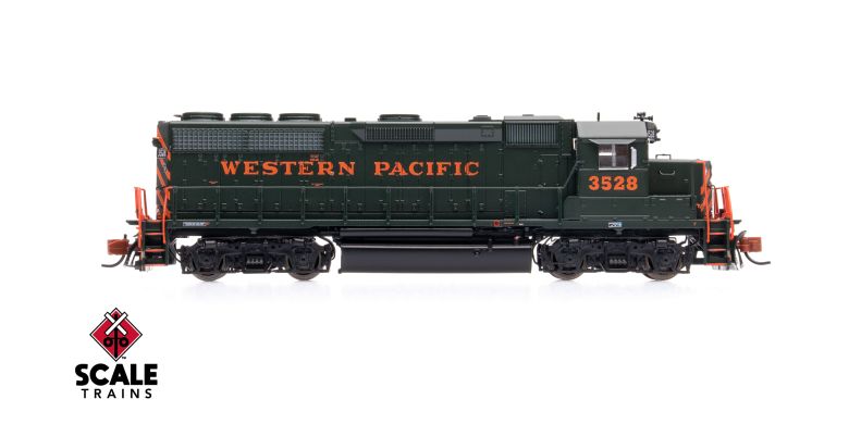 Scaletrains SXT42009 Rivet Counter N Scale EMD GP40 Phase IIc, Western Pacific/Perlman Green #3528 - DCC & Sound N Scale
