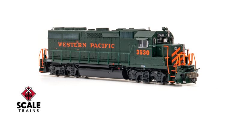 Scaletrains SXT42011 Rivet Counter N Scale EMD GP40 Phase IIc, Western Pacific/Perlman Green/Without Front Pilot Stripes #3530 - DCC & Sound N Scale