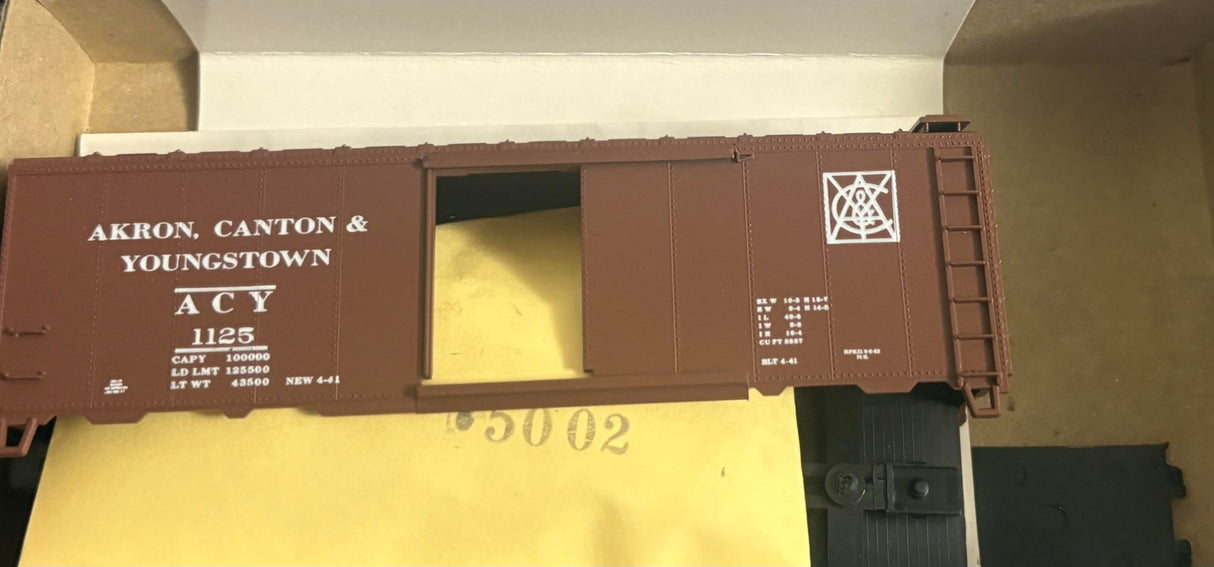 Bev-Bel 2396 40' Woodside Single-Door Boxcar ACY Akron, Canton & Youngstown #1125 HO Scale