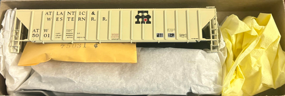 Bev-Bel 2338 54' P.S. Ribside Hopper ATW Atlantic & Western #5001 HO Scale