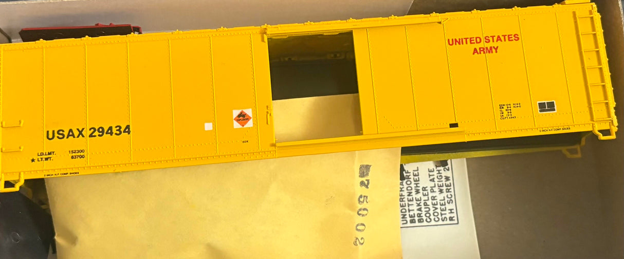 Bev-Bel 2318-2 50' Steel Single-Door Boxcar USAX United States Army #29434 HO Scale