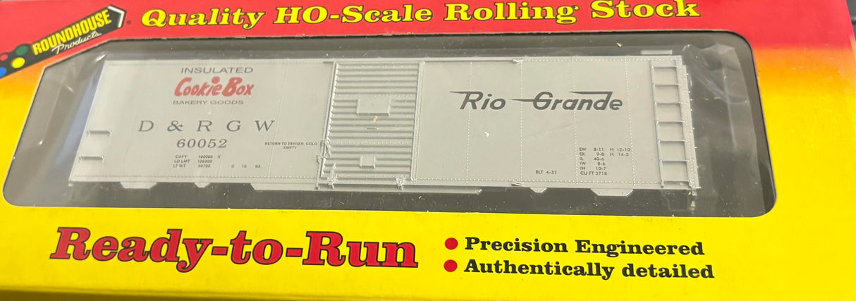 Roundhouse 20416 40' Single Door Box Car D & RGW Rio Grande #60052 HO Scale