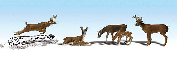 Woodland Scenics 1884 White-Tail Deer - Scenic Accents(R) -- pkg(6) HO Scale