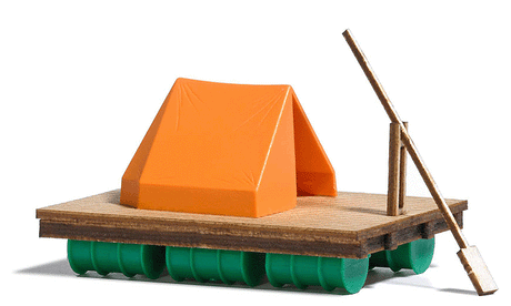 Image for 189-1564 Wooden Raft w/Paddle/Tent
