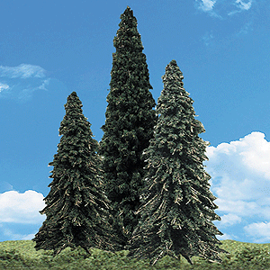 Woodland Scenics 3573 Woodland Classic Trees(R) Ready Made - Forever Green -- 7 to 8"  17.7 to 20.3cm Tall pkg(3) A Scale