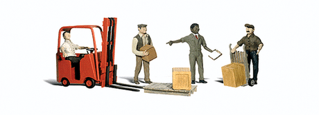 Woodland Scenics 2744 Workers w/Forklift  - Scenic Accents(R) -- pkg(4) O Scale